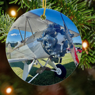 Aviation Airplane Photo Christmas Personalized Cer Ceramic Ornament