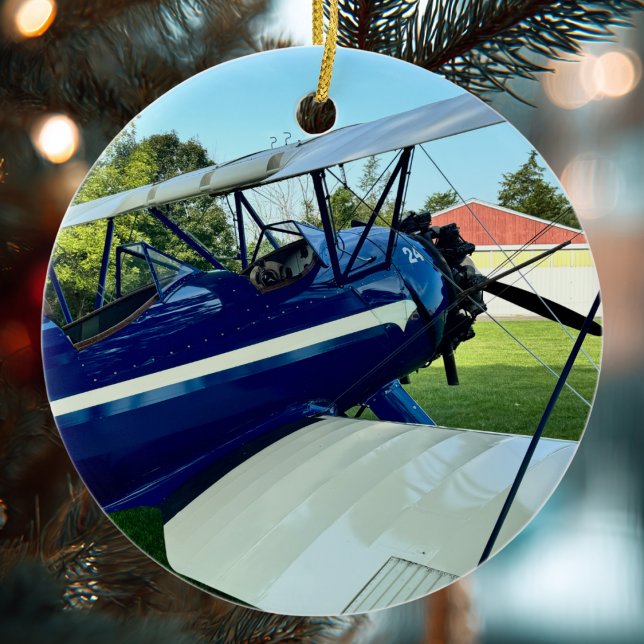 Aviation Airplane Photo Christmas Personalized Cer Ceramic Ornament (Creator Uploaded)