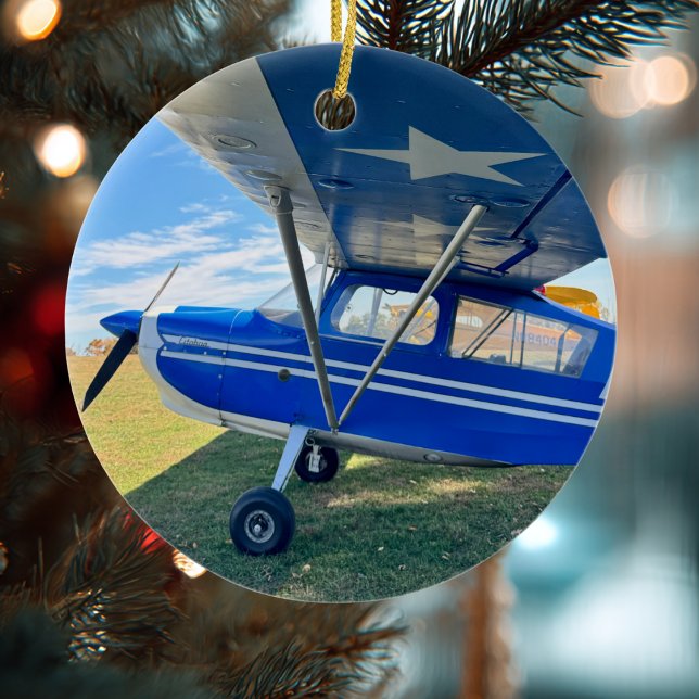 Aviation Airplane Photo Christmas Personalized Cer Ceramic Ornament (Creator Uploaded)