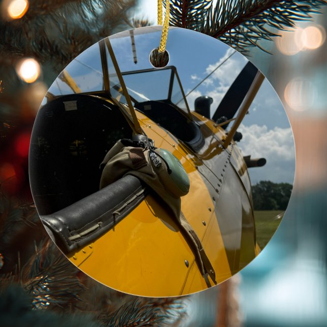 Aviation Airplane Photo Christmas Personalized Cer Ceramic Ornament (Creator Uploaded)
