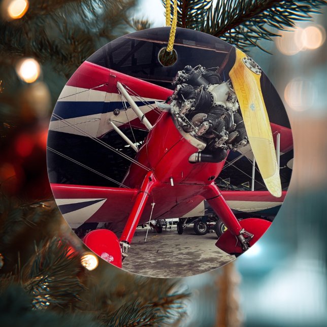 Aviation Airplane Photo Christmas Personalized Cer Ceramic Ornament (Creator Uploaded)
