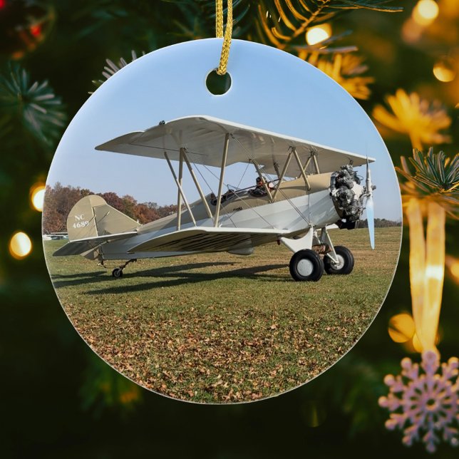 Aviation Airplane Photo Christmas Personalized Cer Ceramic Ornament (Creator Uploaded)