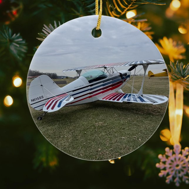 Aviation Airplane Photo Christmas Personalized Cer Ceramic Ornament (Creator Uploaded)