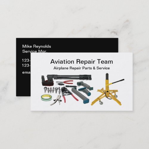 Aviation Airplane Repair Mechanic Services Business Card