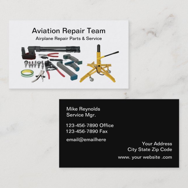 Aviation Airplane Repair Mechanic Services Business Card (Front/Back)
