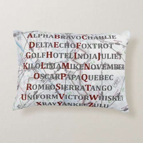 Aviation Alphabet Red and Gray Pillow