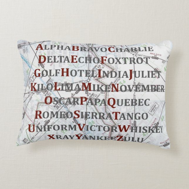 Aviation Alphabet Red and Gray, Pillow (Back)