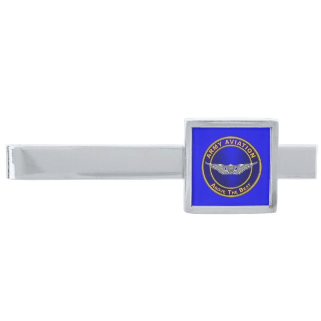 Aviation Army Veteran  Silver Finish Tie Bar (Front)
