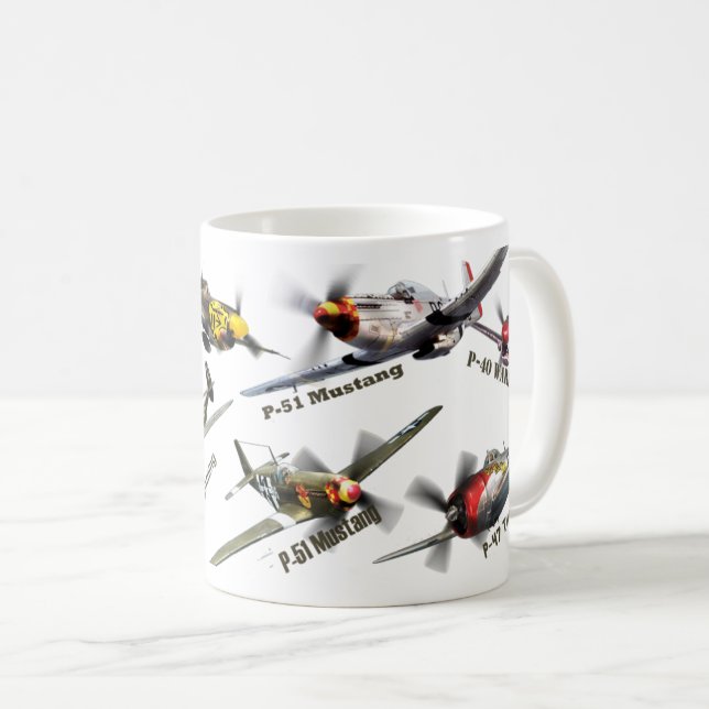 Aviation Art mug "U.S.ARMY warplane of WWII" (Front Right)