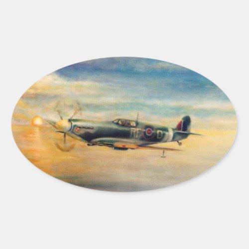 Aviation art oval sticker