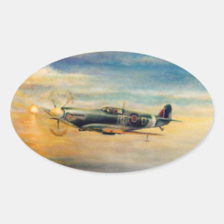 Aviation art oval sticker