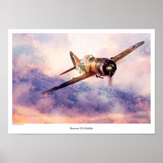Aviation Art Poster "Brewster F2A Buffalo" (Front)