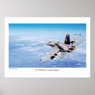 Aviation Art Poster 'F/A-18 Hornet Golden Dragon'