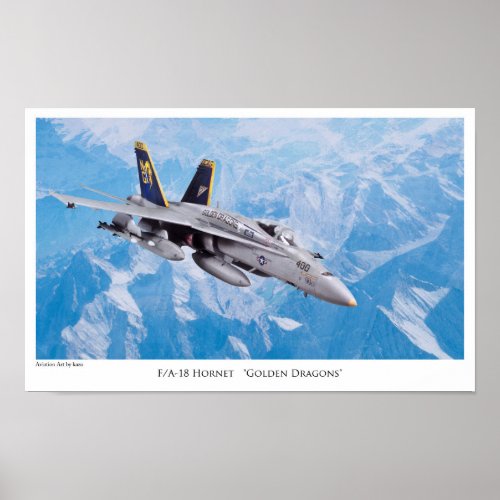 Aviation Art Poster FA_18Hornet  Golden Dragons