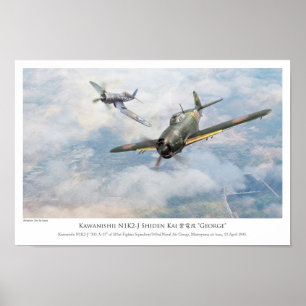 aviation Art Poster "Kawanishii N1K2-J Shiden Ka "