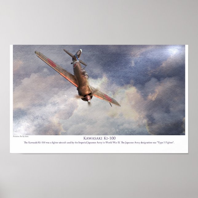 Aviation Art Poster "Kawasaki Ki-100" (Front)