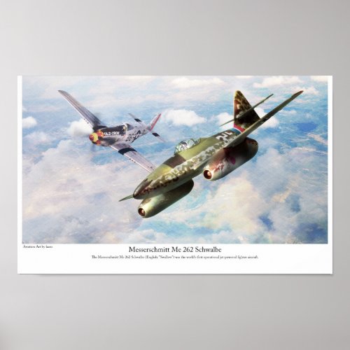 Aviation Art Poster Messerschmitt Me 262