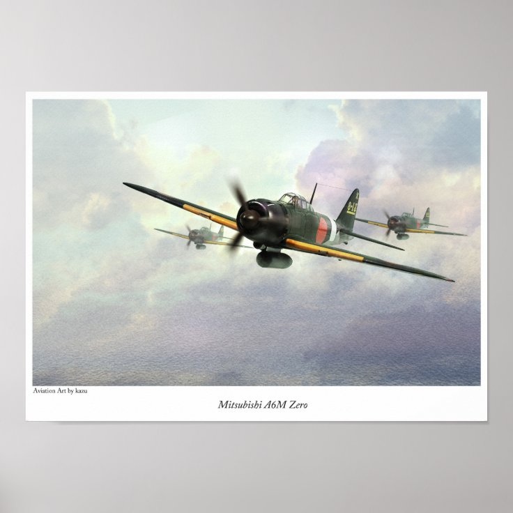 Aviation Art Poster " Mitsubishi A6M Zero " | Zazzle