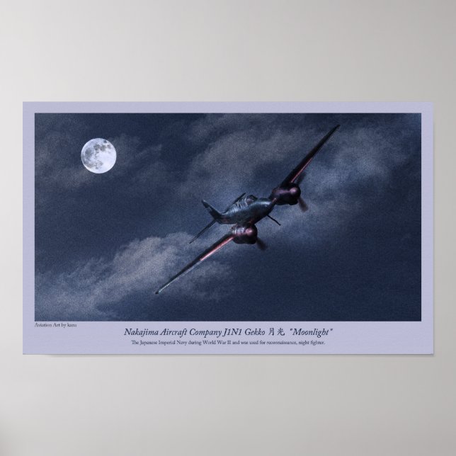 Aviation Art Poster " Nakajima J1N Irving" (Front)