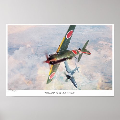 Aviation Art Poster "‪Nakajima Ki-84"Frank""