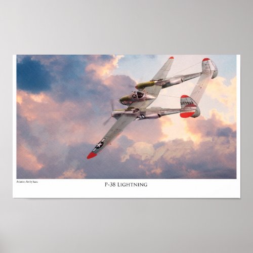 Aviation Art Poster P_38 Lightning