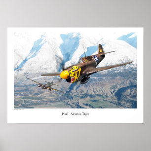 Aviation Art Poster "P-40 Aleutian Tiger"