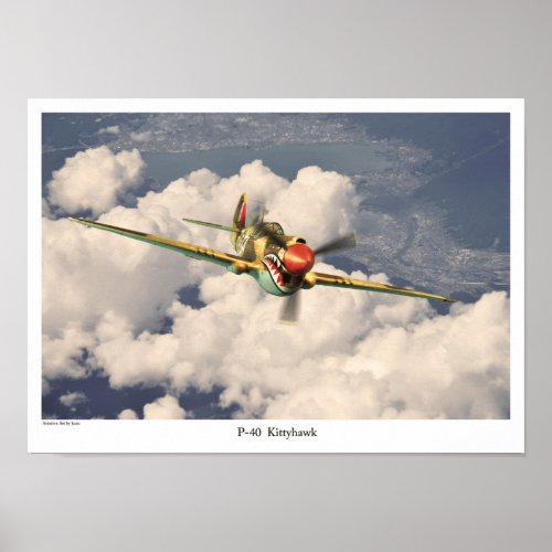 Aviation Art Poster P_40  Kittyhawk