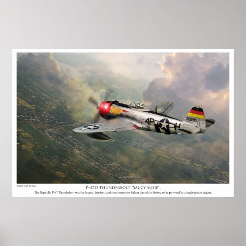 Aviation Art Poster P_47D Thunderbolt Saucy Sus