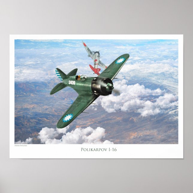Aviation Art Poster "Polikarpov I-16" (Front)
