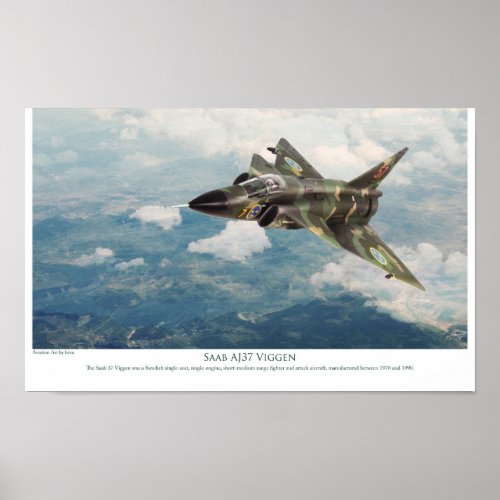Aviation Art Poster Saab AJ37 Viggen