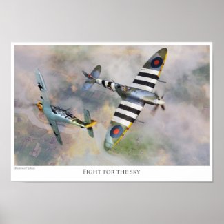 Aviation art Poster “Spitfire vs BF109”