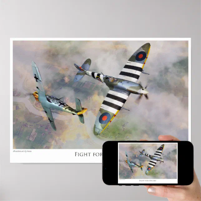 Aviation Art Poster Spitfire Vs Bf109” Zazzle