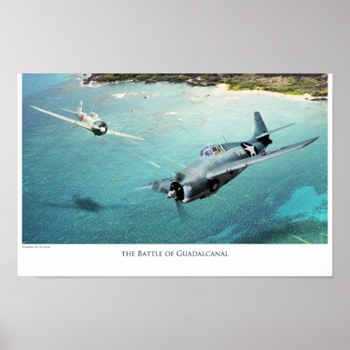 aviation Art Poster The Battle of Guadalcanal