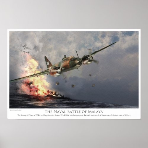 Aviation Art Poster The Naval Battle off Malaya