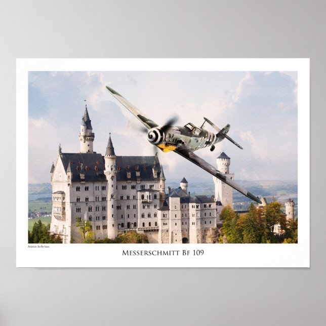 Aviation Art T-shirt "Messerschmitt Bf 109" Poster (Front)