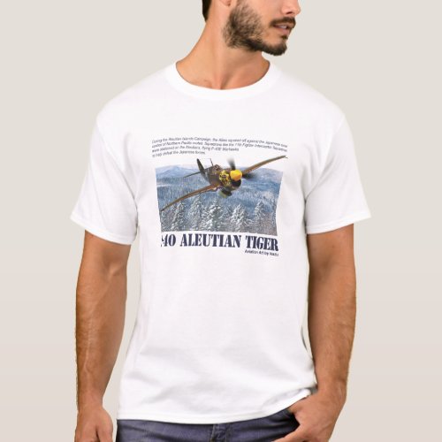 Aviation Art T-shirt “P-40 Aleutian Tiger "