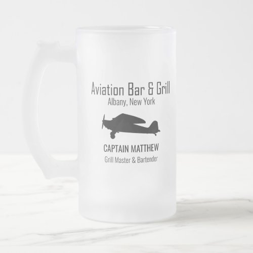 Aviation Bar  Grill Beer Glasses Frosted Glass Beer Mug