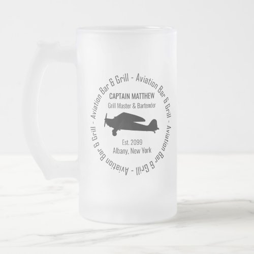 Aviation Bar  Grill Drinkware  Frosted Glass Beer Mug