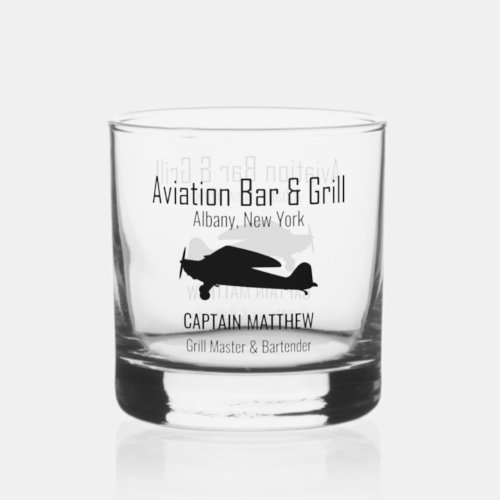 Aviation Bar  Grill Rocks Whiskey Glass
