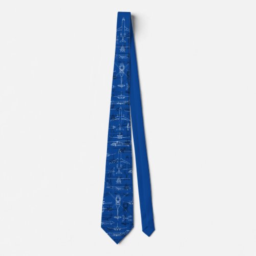 Aviation Blueprint Tie UH_60 ERJ_175 CRJ_200 Neck Tie