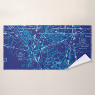 Aviation Chart  Bath Towel