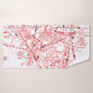 Aviation Chart  Bath Towel