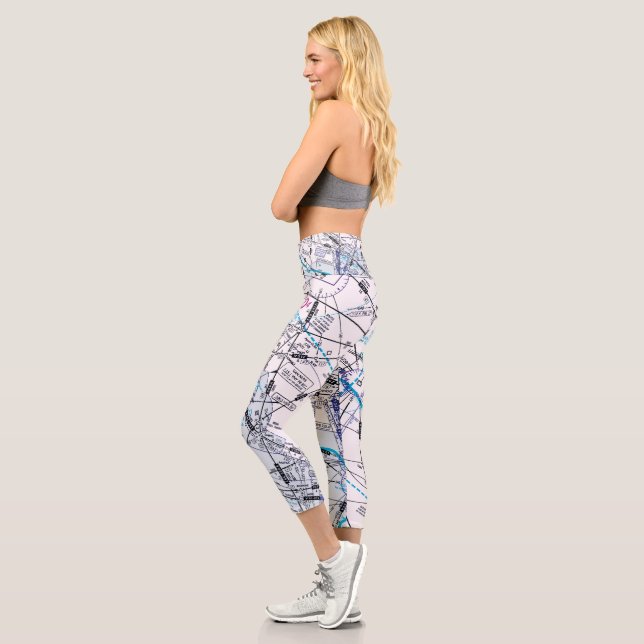 Aviation Chart Capri Leggings (Left)
