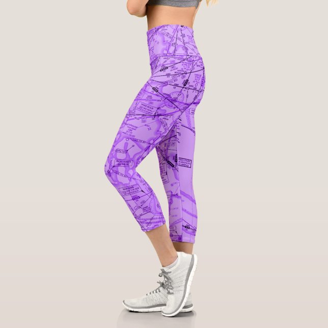Aviation Chart Capri Leggings (Left)