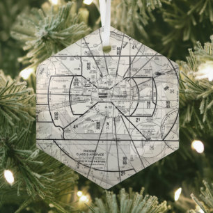 Aviation Chart Glass Ornament