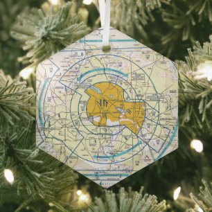 Aviation Chart Glass Ornament