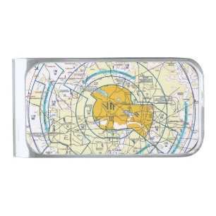 Aviation Chart Silver Finish Money Clip