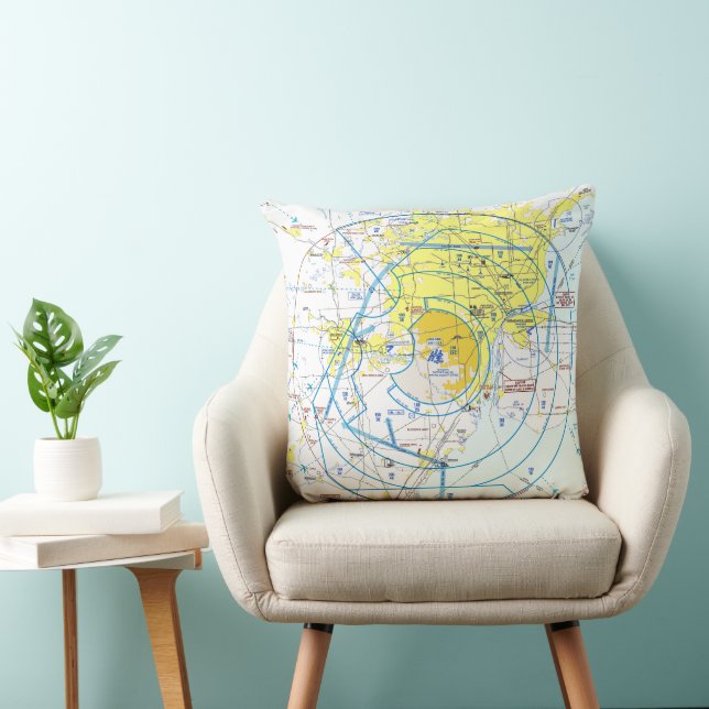 Aviation Chart Throw Pillow (Chair)