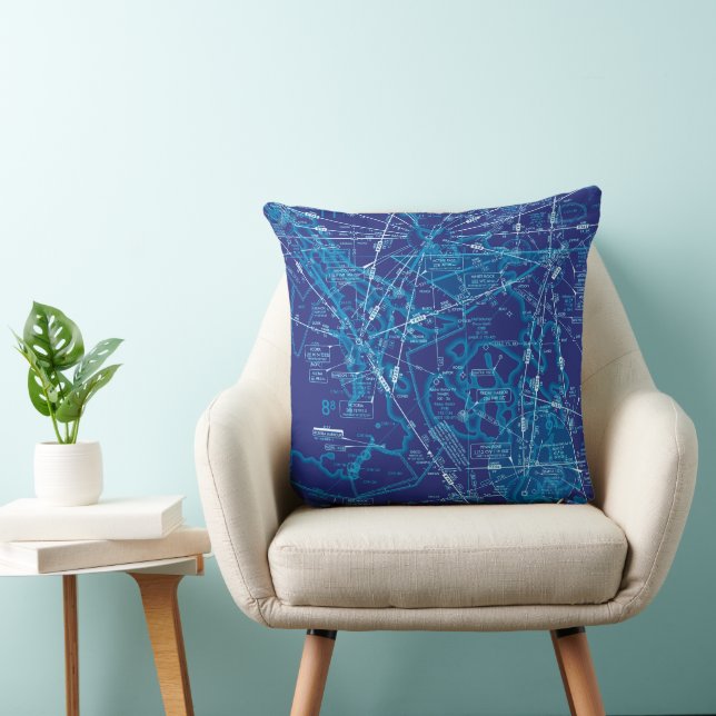 Aviation Chart Throw Pillow (Chair)