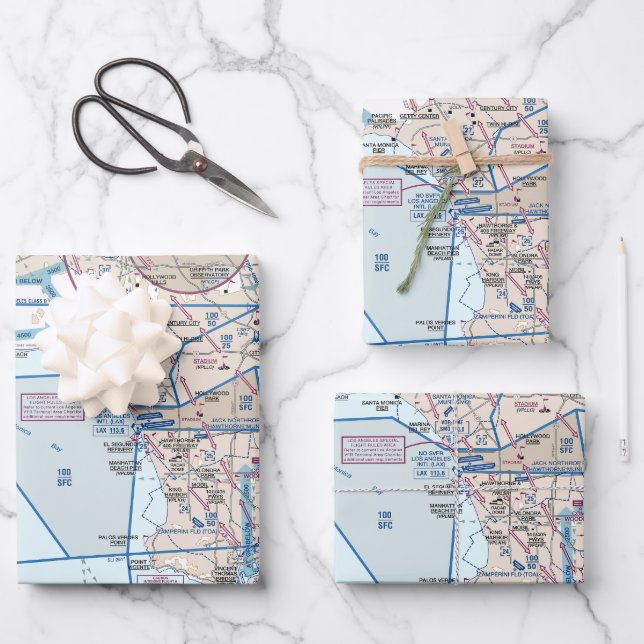 Aviation Chart Wrapping Paper Sheets (Front)